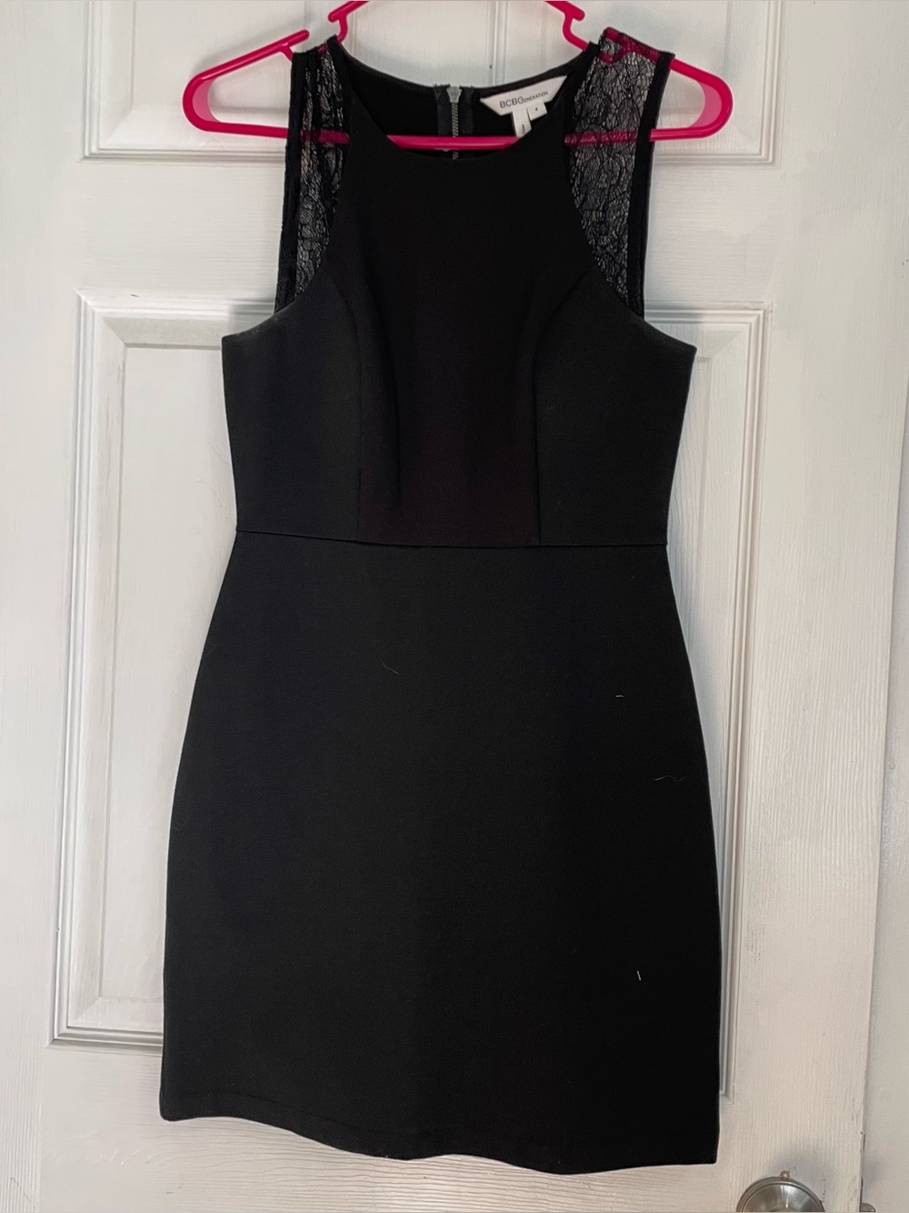 BCBGeneration Black Lace-Trim Mini Sheath Dress